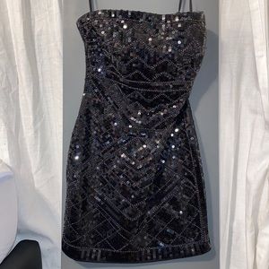 Beautiful BEBE sequence strapless dress